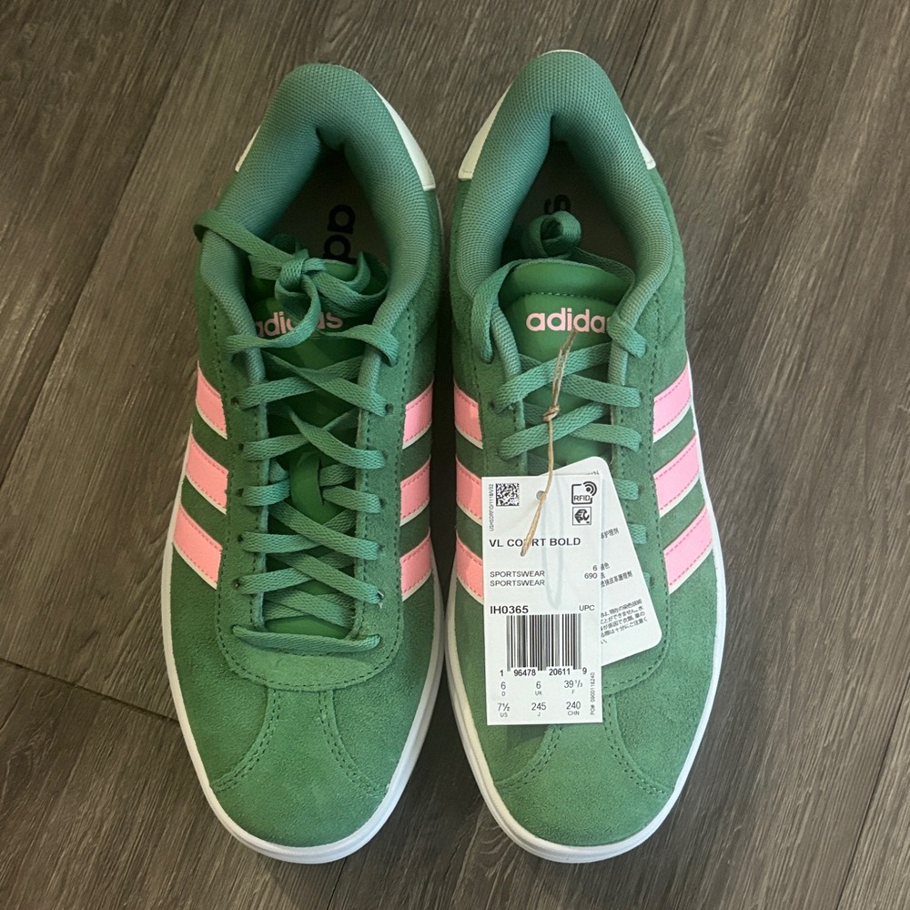 Adidas Women's Bold Green and Pink Sneakers